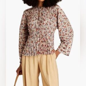 Vince Pomegranate Pleated Blouse
